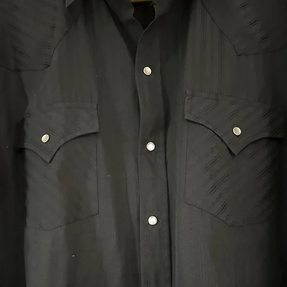 Ely Cattleman Black Button Down Shirt with Pearl Snaps - Picture 5 of 7